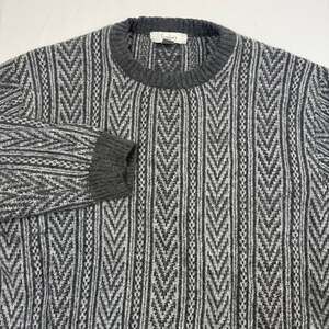 Vintage Turnbury Gray Chevron Cable Knit Coogi Style Sweater Men’s Large